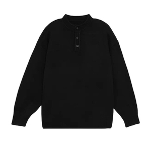 เสื้อสเวตเตอร์เฮนลีย์แขนยาวสำหรับผู้ชาย อุ่นสบายสำหรับฤดูหนาว ถักนิตติ้ง คอติดกระดุม เนื้อผ้านุ่ม สไตล์คลาสสิก ลำลอง ขายส่งเสื้อผ้า OEM - Product Image 5
