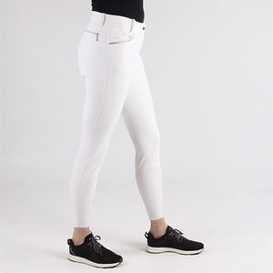 Customized Luxury Equestrian Chaps Pants for <b>Women</b> Silicone Material Button Buckle Closure White Full Seat Leggings Phone - Product Image 2