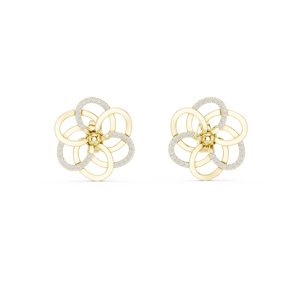 INTERLOCK FLORAL LAB GROWN DIAMOND <b>EARRING</b> <b>SET</b> IN 18KT YELLOW <b>GOLD</b> FOR WOMEN'S ENGAGEMENT WEDDING PARTY VALENTINE GIFT DAILY USE - Product Image 1