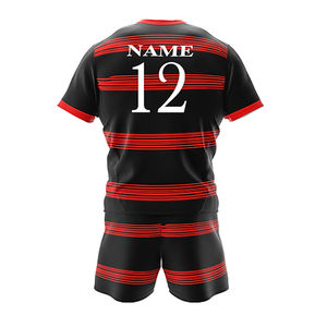 Uniforme de rugby en polyester de haute qualité à bas prix, respirant, séchage rapide, logo personnalisé, manches courtes, sublimation OEM - Product Image 2