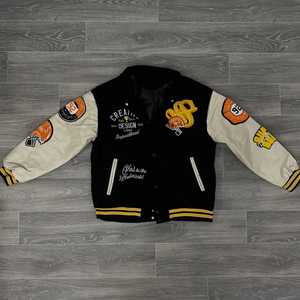 Manufacturer Custom Varsity <b>Jacket</b> Men <b>Black</b> Letterman Baseball Bomber <b>Jacket</b> Wholesale Custom Logo Plus Size Mens <b>Jacket</b> - Product Image 3