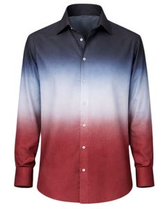 Camisa Formal para Hombre en Gris Carbón y Rojo Degradado, Algodón Premium, Manga Larga, Cierre de Botones, Estilo Casual Elegante, Suministro al por Mayor del Fabricante - Product Image 1