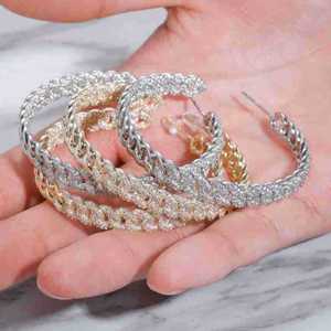 Pendientes de Aro de Plata 925 con Diamantes de Moissanita para Hombre, Certificados, Estilo Iced Out, Aros Trenzados, Ligeros, Joyería de Lujo Hip Hop - Product Image 1