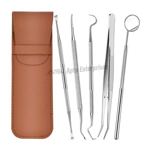 Kit de Herramientas Dentales, Set de Limpieza Dental de 6 Piezas, Espejo Dental, Palillo, Espátula, Lima, Pinzas, Acero Inoxidable 304, Profesional, Manual - Product Image 1