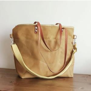 Sac fourre-tout en cuir et toile, broderie ouverte, imperméable, durable, sac à bandoulière, sac de voyage, sac de travail, sac de shopping, grande capacité LCTB-0065 - Product Image 5