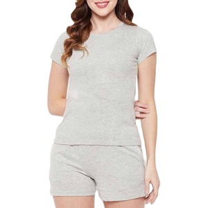 Ensembles de shorts de détente en coton pour femmes vente en gros de vêtements d'été ensemble de 2 pièces t-shirt et shorts pour femmes 2026 HI - Product Image 2