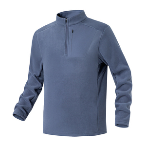Autumn Winter Spring Men's Half <b>Zipper</b> Fleece <b>Jackets</b> Chest <b>Pockets</b> Stand Collar Outdoor Warm Hiking Fleece <b>Jackets</b> - Product Image 3