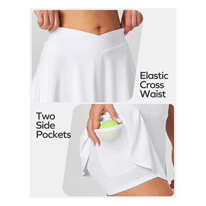 Jupe de tennis plissée respirante coupe ajustée avec poches pour femme, idéale pour le golf, taille croisée avec cordon de serrage, couleurs personnalisables - Product Image 5