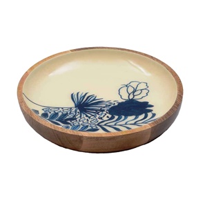 Bol de service en bois imprimé émail Plateau de service en bois imprimé floral Plateau en bois imprimé émaux Fabriqué en Inde - Product Image 1