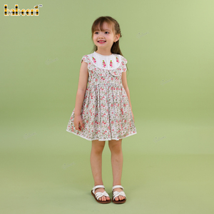 Vestido de Fiesta sin Mangas con Estampado Floral para Niñas, Mini Vestido con Cuello Peter Pan, Estilo Transpirable de Algodón, Bordado, 100% Certificado OEKO-TEX, Verano - Product Image 2