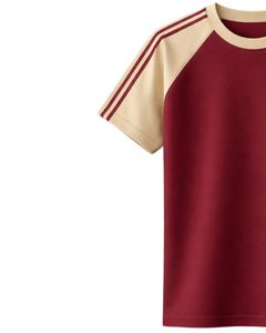 <b>Red</b> Beige Raglan Sleeve T Shirt <b>Men</b> Casual Summer Crew Neck Striped Shoulder Breathable Cotton Blend Soft Comfortable Wear - Product Image 3