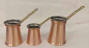 Cafetera Turca de Cobre Puro Hecha a Mano de la Mejor Calidad de Bold Blossom, con Asa de Latón, Diseño Moderno y Lujoso, Juego de 2 Piezas, Venta al por Mayor en India - Product Image 2