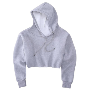 Sudadera con capucha corta de hip hop con logo personalizado para mujer y niña, con bajo sin rematar, para calentamiento de equipo - Product Image 5