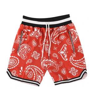 Pantalones Cortos de Malla para Hombre de Alta Calidad con Bolsillos con Cremallera, Cintura Acanalada a Rayas, Estilo con Cintas, Personalizables por Sublimación, para Baloncesto - Product Image 4