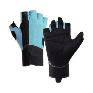Gants de fitness bleu clair mi-doigts respirants et légers pour la musculation, avec protection rembourrée de la paume, unisexe, pour l'entraînement en salle de sport - Product Image 1