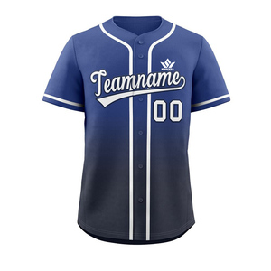 Camiseta de Béisbol Personalizada con Degradado Azul y Negro, Nombre del Equipo 00, Sublimada, Transpirable, Absorbe la Humedad, Unisex, Adulto, Manga Corta - Product Image 3