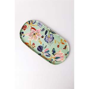 Plateau de service ovale en émail imprimé sur mesure, ustensile de cuisine en métal avec motif floral, plateau décoratif multifonctionnel pour cadeaux - Product Image 1