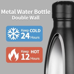 Bouteilles d'eau isothermes en métal de 17 oz, à double paroi sous vide, sans BPA, lot de 1/2/4 pour l'école et le sport - Product Image 2