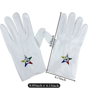 Gants en coton blancs avec broderie d'étoiles colorées, longueur poignet, respirants, usage quotidien, style décontracté printemps-automne - Product Image 6