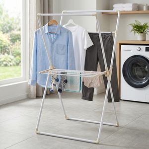 Household Storage Furniture Manufacturer Housewares foldable Dryer Adjustable X-Type Double-Bar Laundry <b>Clothes</b> Drying <b>rack</b> - Product Image 1