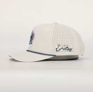 Casquette de sport 6 panneaux personnalisée en gros ODM, imperméable, avec patch brodé, bouton, image, en polyester, découpée au laser, pour le golf - Product Image 4