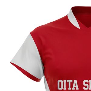 Maillot de football pour femmes à col en V, rouge et blanc, manches courtes, haut confortable, vêtements de sport, maillot de football personnalisé pour l'entraînement en équipe et les matchs - Product Image 5