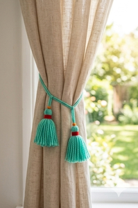 Mochila de Cuero con Borla Turquesa, Accesorio de Estilo Bohemio - Product Image 4