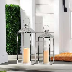 Portavelas de Mesa de Acero Inoxidable Plateado de la Más Alta Calidad, Diseño Moderno para Hogar y Jardín, Ecológico - Product Image 1