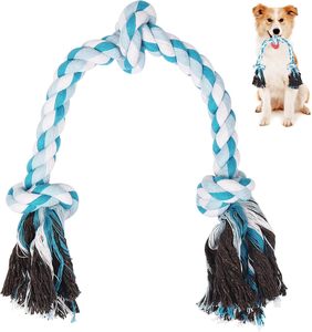 Venta al por mayor de fábrica: Juguetes para perros Reine International de 3 nudos, 100% algodón ecológico, 24 pulgadas, medianos, para aliviar el aburrimiento y limpiar los dientes. - Product Image 1