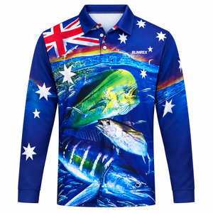 Camisa Polo de Pesca Australiana Personalizada para Hombre – Jersey de Manga Larga con Protección Solar UPF 50+ – Fabricante OEM de Marca Privada - Product Image 1