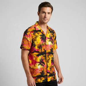 เสื้อเชิ้ตฮาวายชาย แขนสั้น ผ้าซาติน ยับยาก สไตล์ลำลอง พิมพ์โลโก้ได้ ใส่ได้ทั้งฤดูใบไม้ผลิและฤดูร้อน เหมาะสำหรับวันหยุดพักผ่อนริมชายหาด - Product Image 5