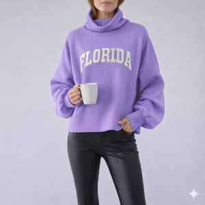 Sweat-shirt long à col montant pour femme, confortable et ample, en tissu doux, décontracté pour l'hiver, respirant, anti-plis et anti-rétrécissement - Product Image 3