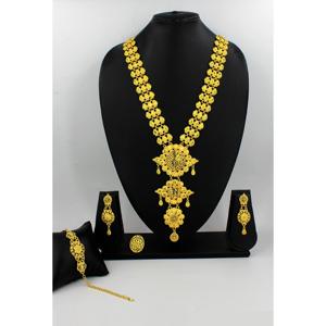 สร้อยคอพร้อมต่างหูชุดเครื่องประดับทองเหลืองแท้ UAE Dubai สร้อยคอดีไซน์ชุดเครื่องประดับ - Product Image 5