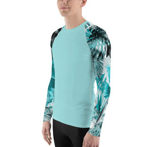 เสื้อแรชการ์ดแขนยาวผู้ชาย ลายพิมพ์ทรอปิคอล ดีไซน์แบบซับลิเมชั่น ป้องกันรังสียูวี เสื้อว่ายน้ำ เสื้อกีฬา - Product Image 3