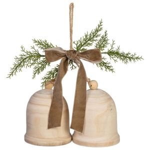 <b>Wooden</b> Hanging Bell Ornament Shape Ceiling Mount <b>Rustic</b> Style Traditional Design Christmas Theme Engraved High Decoration - Product Image 4