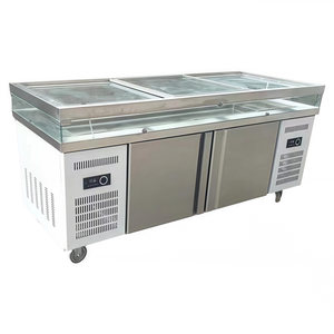 フルーツヨーグルトディスプレイケース,商業用サラダテーブル,ピザ調味料ステーション,冷蔵調味料テーブル & 溝付きお皿冷蔵庫 - Product Image 5