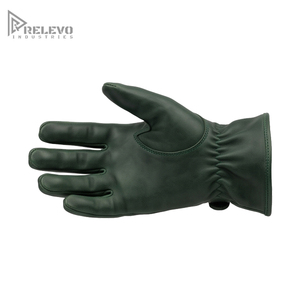 Wholesale Men's Men's Dark Green Genuine Leather Riding Gloves, Biker Gloves Adjustable Wrist <b>Strap</b> OEM, Fully Customized - Product Image 4