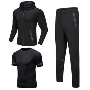 Men's Active Gym Wear Athletic Tracksuit Set With Shirt Men's Full Front Zip Sweatsuit Set - Product Image 1
