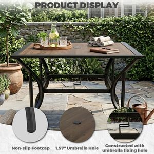 Set da Pranzo Quadrato a 5 Pezzi con 4 Sedie Marroni, Telaio Stabile, Tonalità Calda Classica, Set da Giardino - Product Image 5