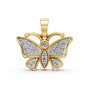 Lab Grown Diamond Butterfly Pendant <b>Necklace</b> 14K Yellow Gold Rhodium Plated IGI Certified Women's Nature Inspired Jewelry Gift - Product Image 5