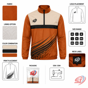 Custom Team Windbreaker <b>Jacket</b> Fashion Sports Outerwear <b>Half</b> <b>Zip</b> Wholesale Manufacturer - Product Image 3