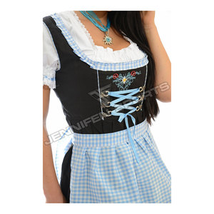 Women's Bavarian Dirndl Dress Belly Belt Lace Eco-Friendly Button Plain Dyed Casual Summer Solid ODM Wholesale Cotton&Polyester - Product Image 2