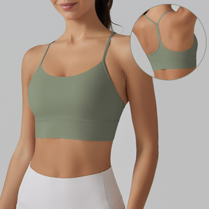 Fabricant de soutiens-gorge de sport personnalisés, extensibles, respirants, unis pour femmes, séchage rapide, nylon, élasthanne, OEM, hauts de sport, gym, yoga, fitness, vêtements de sport - Product Image 2