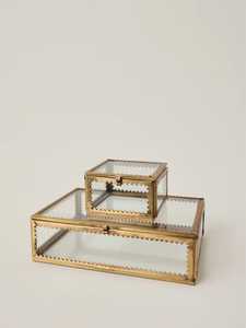 Classic Rectangular Glass Jewelry <b>Box</b> Easy Portable Wedding Festival Return Gifting Ideas <b>Decorative</b> Metal Glass <b>Storage</b> <b>Box</b> Set - Product Image 3
