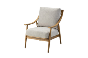 Elegante Sillón de Estilo Escandinavo con Estructura de Roble Natural y Tela Texturizada Gris Claro de Primera Calidad - Product Image 2