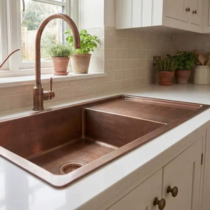 Lavabo de cobre de alta durabilidad, acabado duradero, lavabo de cobre de primera calidad, superficie resistente. - Product Image 1