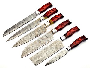 Premium Handmade Damascus Kitchen <b>Knife</b> <b>Set</b> Professional Chef <b>Knives</b> With Luxury Wood Handle OEM Custom - Product Image 4