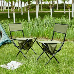 Sedia Pieghevole Portatile a 2 Pezzi con Borsa Portaoggetti Verde per Interni, Esterni, Campeggio, Picnic, Pesca - Product Image 2