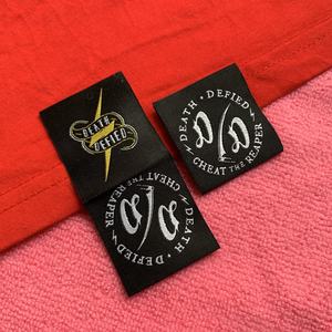 High Density Woven Laser Cut <b>Edge</b> Hem Labels Book Fold Bottom Hem Tags Handmade Sewing Labels Low MOQ TITAN TREAD WEAR Garments - Product Image 1