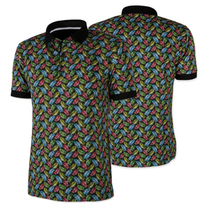 เสื้อโปโลโรงงาน OEM ผ้าโพลีเอสเตอร์ 100% แห้งเร็ว แขนสั้น เสื้อกอล์ฟลำลอง ลายเรียบ ผ้าถักเจอร์ซีย์ ไซส์ XL พิมพ์ลายแบบ Sublimation ทั้งตัว - Product Image 4